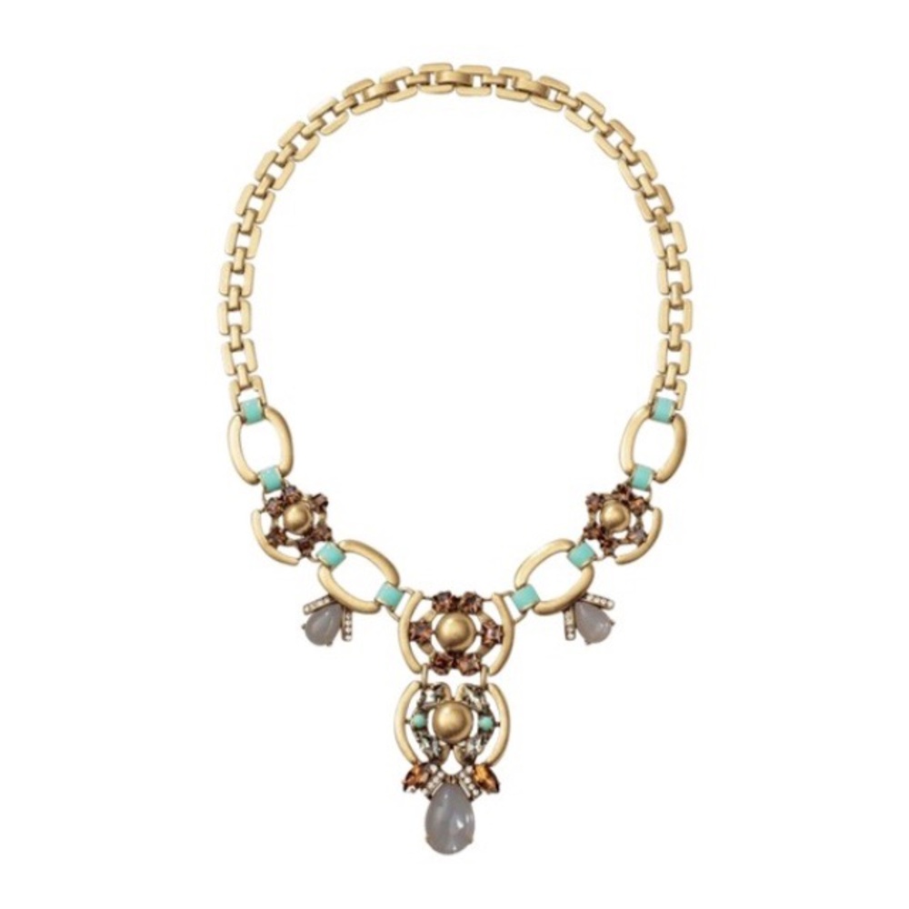 Stella & Dot | Mint/Cognac/Gray Gold Livvy NEW Statement Necklace - Picture 7 of 16